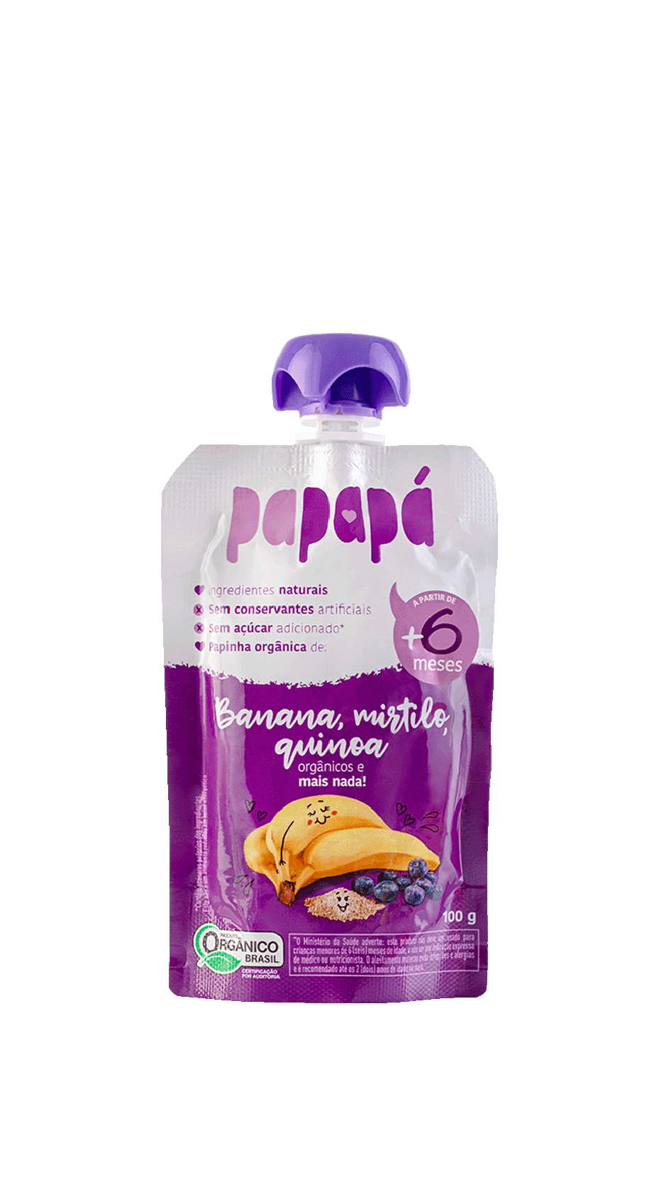 Papinha Orgânica Banana, Mirtilo e Quinoa